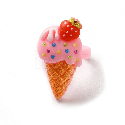 Cartoon Sweetmeats Resin Open Cuff Ring for Kids X-RJEW-K239-21-1