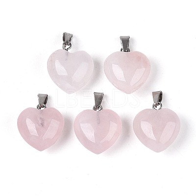 Natural Rose Quartz Pendants G-T143-49K-1