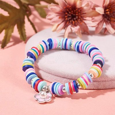 Flat Round Handmade Polymer Clay Beads CLAY-R067-6.0mm-12-1