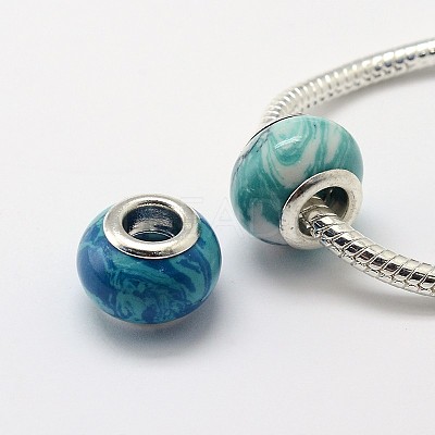 Handmade Lampwork Large Hole Rondelle European Beads LPDL-L003-08-1