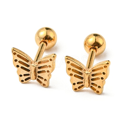 Ion Plating(IP) 304 Stainless Steel Stud Earrings EJEW-Z034-12G-1