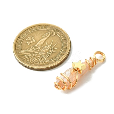2Pcs Electroplated Natural Quartz Crystal Dyed Copper Wire Wrapped Pendants PALLOY-JF03173-01-1
