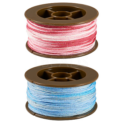 2 Rolls 2 Colors Segment Dyed Round Polyester Twisted Cords OCOR-TA0003-59D-1