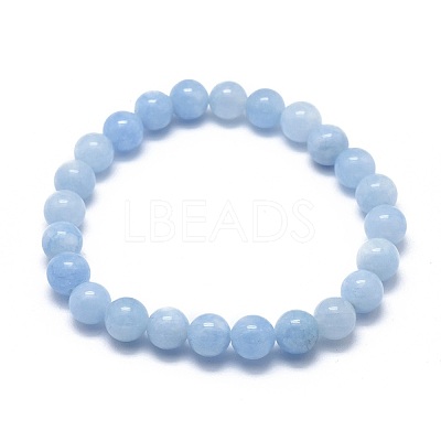 Natural & Dyed White Jade Bead Stretch Bracelets X-BJEW-K212-B-018-1