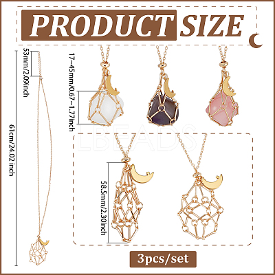 3Pcs Alloy Pendant Necklaces NJEW-PH01577-1