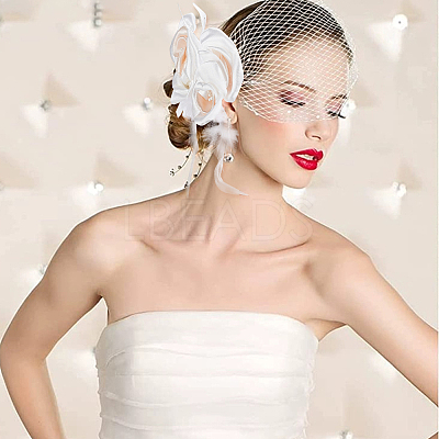 Bridal Mesh Veil Floral Cloth Hair Combs MRMJ-WH0077-096-1