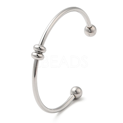 Non-Tarnish Screw End Ball 304 Stainless Steel Open Cuff Bangles LS-BJEW-G677-01P-1