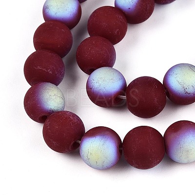 Frosted Opaque Glass Beads Strands GLAA-T032-P10mm-MBB05-1