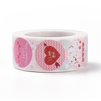 Valentine's Day Round Paper Stickers X-DIY-I107-03A-1
