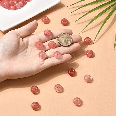 Cherry Quartz Glass European Large Hole Beads X-G-Q442-17-1