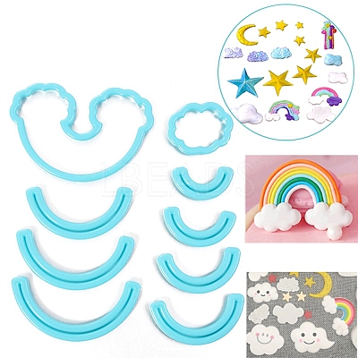 9Pcs Plastic Rainbow & Cloud Fondant Cutter Set DIY-K032-19-1
