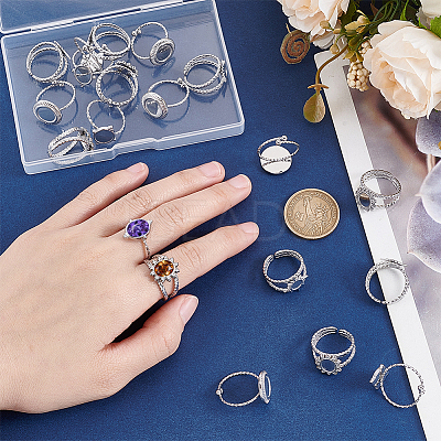 20Pcs 4 Styles 304/201 Stainless Steel Open Cuff Ring Findings STAS-ME0003-06-1