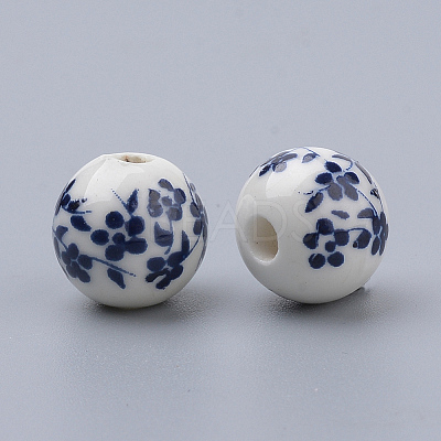 Handmade Printed Porcelain Beads X1-PORC-Q201-12mm-4-1