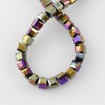 Electroplate Glass Beads Strands X-EGLA-R030-4x4mm-07-1