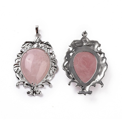 Natural Rose Quartz Big Pendants G-P496-01P-19-1