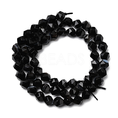 Natural Black Banded Agate/Striped AgateBeads Strands G-Z119-A03-01-1