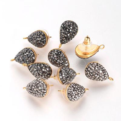 Polymer Clay Rhinestone Stud Earring Findings EJEW-S197-01-1