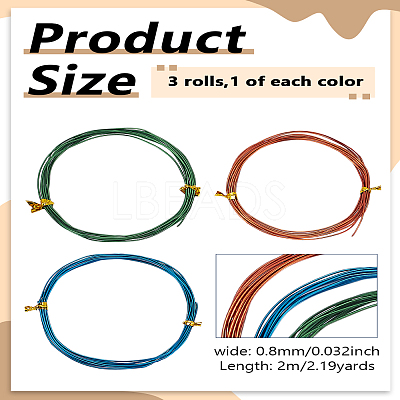 6M 3 Colors Copper Beading Wire for Jewelry Making CWIR-LP0001-13-1