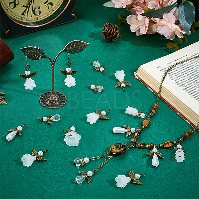 48Pcs 6 Styles Acrylic & Alloy Pendants PALLOY-PH01800-02-1