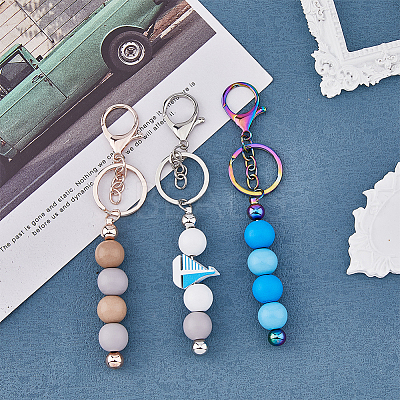 3Pcs 3 Color Metal Bar Beadable Keychain for Jewelry Making DIY Crafts KEYC-FH0001-41-1
