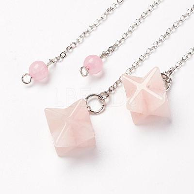 Chakra Natural Rose Quartz Dowsing Pendulums G-F516-01C-1