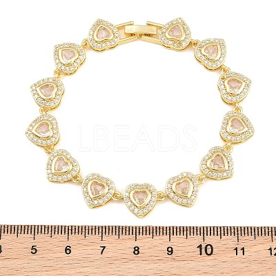 Brass Pave Cubic Zirconia Heart Tennis Bracelets for Women KK-CBA68DA-09G-01-1