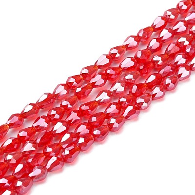 Electroplate Glass Beads Strands X-EGLA-R008-6x4mm-9-1
