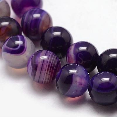 Natural Striped Agate/Banded Agate Bead Strands G-K166-13-10mm-04-1