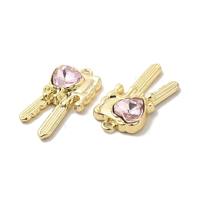 Glass Heart Key Pendants PALLOY-E024-29LG-02-1