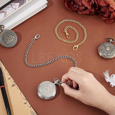 2Pcs 2 Style Iron Clip Pocket Watch Chain DIY-UN0003-62-1