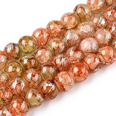 Drawbench Crackle Glass Beads Strands GLAA-N006-8mm-08-1