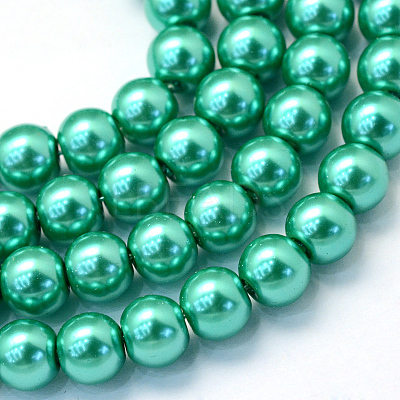 Baking Paint Pearlized Glass Pearl Round Bead Strands X-HY-Q003-6mm-29-1