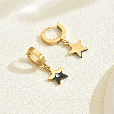 Stainless Steel Star Hoop Earrings HU8355-1