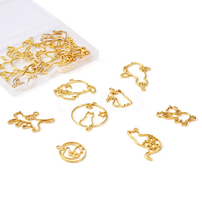 24Pcs 12 Style Zinc Alloy Kitten Open Back Bezel Pendants FIND-CW0001-05-1
