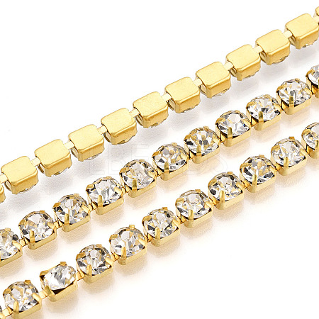 Brass Rhinestone Strass Chains CHC-T001-SS28-01G-1