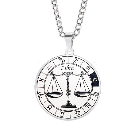 Non-Tarnish Unisex 201 Stainless Steel Constellation Pendant Necklaces NJEW-T011-LA721-7-1