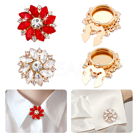 4Pcs 2 Colors Alloy Rhinestone Cufflinks HJEW-NB00213-1