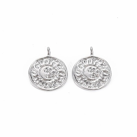Brass Micro Pave Clear Cubic Zirconia Pendants KK-S356-694-1