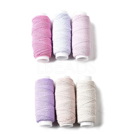 6Pcs 6 Colors Round Polyester Ultra-Thin Elastic Thread for Sewing Machines EW-K001-01C-0.5mm-1