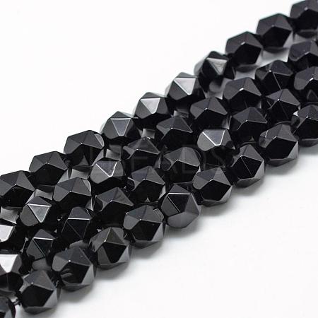 Natural Black Onyx Beads Strands G-R448-8mm-10-1
