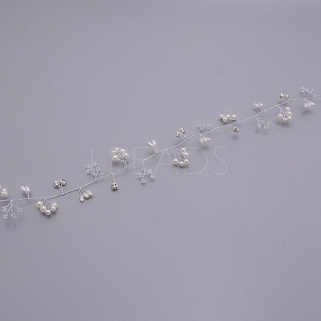 Handmade ABS Pearl Beads Hair Band OHAR-WH0019-06B-1