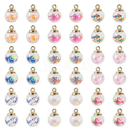 54Pcs 9 Styles Glass Pendants FIND-TA0008-55-1