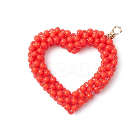 Seed Beads Beaded Charms PALLOY-MZ00357-1