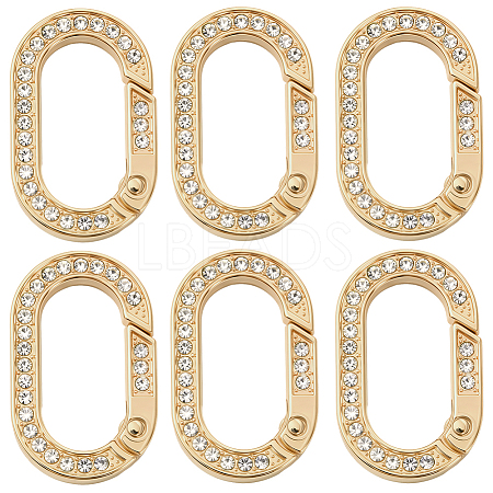 10Pcs Zinc Alloy Crystal Rhinestone Spring Gate Rings FIND-SC0019-51A-1