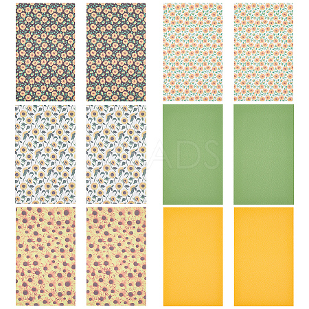 Sunflower Pattern PU Leather Fabric Sheet DIY-WH0399-13-1