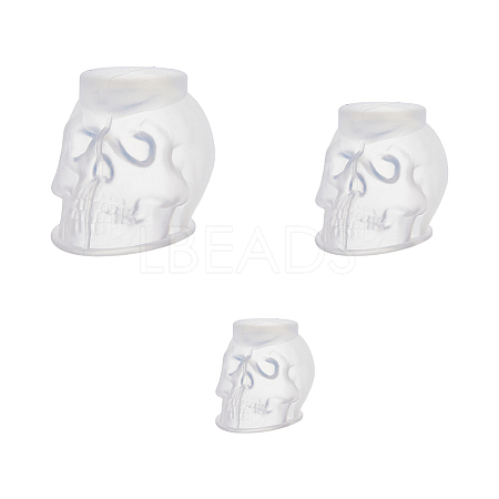 SUPERFINDINGS 3Pcs 3 Style Halloween Skull Candle Silicone Molds CAND-FH0001-04-1