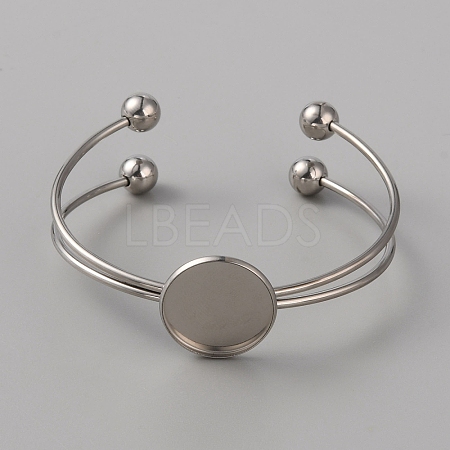 304 Stainless Steel Double Wire Cuff Bangle Makings STAS-WH0017-025-1