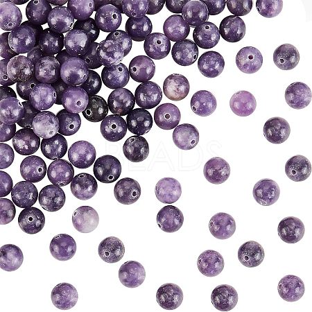 Olycraft 2 Strands Natural Lepidolite/Purple Mica Stone Beads Strands G-OC0003-28-1