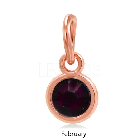 Rose Gold Plated Alloy Glass Rhinestone Charms PALLOY-TAC0016-A02-RG-1
