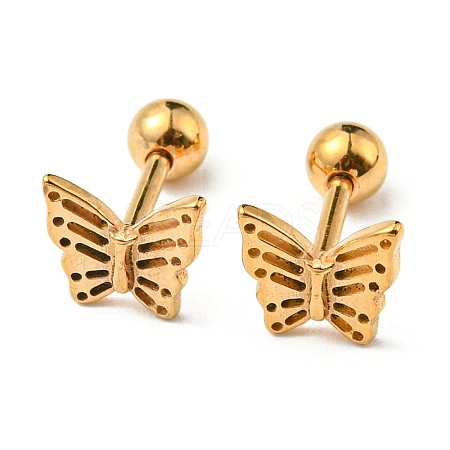 Ion Plating(IP) 304 Stainless Steel Stud Earrings EJEW-Z034-12G-1